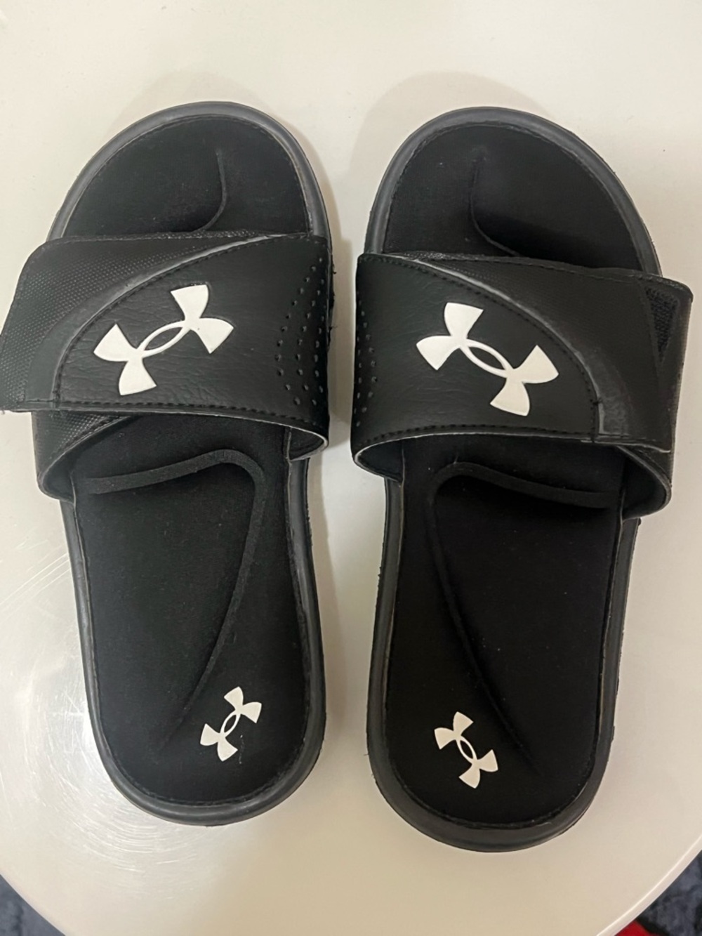 Under Armour Black Slides with White Logo for Kids